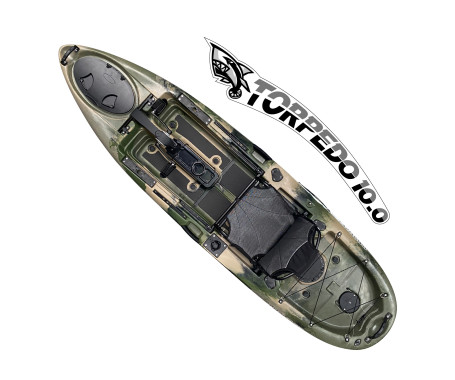 Torpedo 10.0 Pedal Fishing Kayak - Military Green (10 Feet)