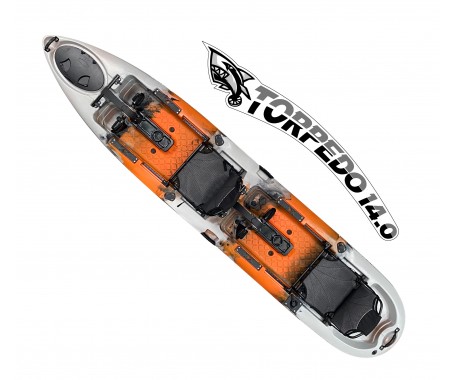 Torpedo 14.0 Pedal Fishing Kayak - Tiger Orange (14 Feet)