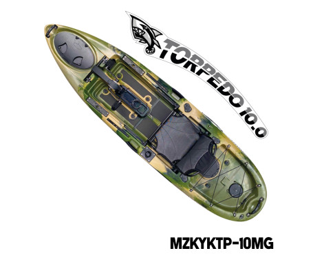 MAZUZEE - Torpedo 10.0 Pedal Fishing Kayak - Military Green (10 Feet)