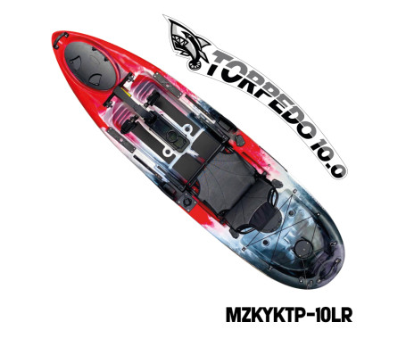 MAZUZEE - Torpedo 10.0 Pedal Fishing Kayak - Lava Red (10 Feet)
