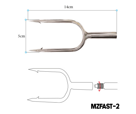 MAZUZEE - Double Stainless Steel Spearhead - Round Shape