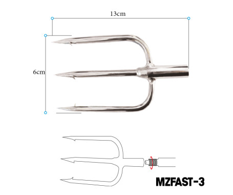 MAZUZEE - Triple Stainless Steel Spearhead - Round Shape