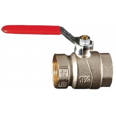 Brass F.F Ball valve - Steel Handle Red Plastic Covered - MZMBV-XX