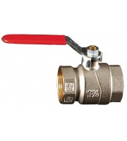 Brass F.F Ball valve - Steel Handle Red Plastic Covered - MZMBV-XX