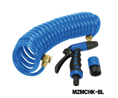 MAZUZEE - 7.6 Meter Coiled Hose & Trigger Nozzle (with brass end fittings)