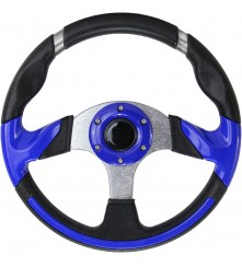 Steering Wheel (With PU Sleeves) - BLUE/SILVER