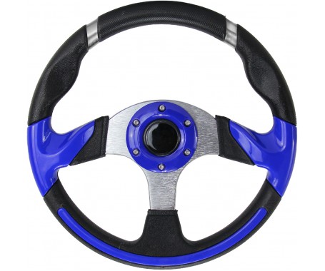 Steering Wheel (With PU Sleeves) - BLUE/SILVER