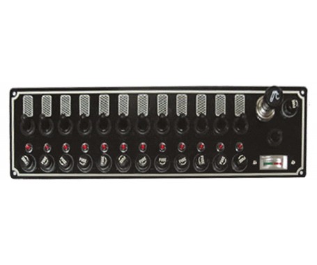 12 Gang Switch Panel With Cigarette Lighter and Battery Tester