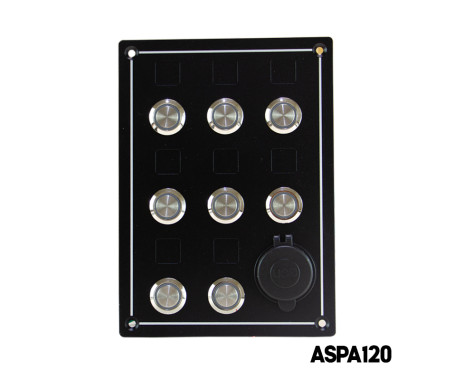 AAA - 8 Gang Switch Panel IP65 Self-Locking Push Button 12-24 V DC