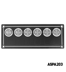AAA - 6 Gang Switch Panel Self-Locking Push Button 12-24V DC