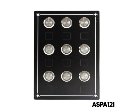 AAA - 9 Gang Switch Panel IP65 Self-Locking Push Button 12-24 V DC