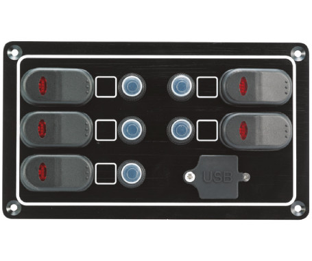 5 Gang Switch Panel - With USB Port Model: 10261-BK