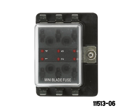 AAA - 6 Gang Mini Blade Fuse Holder AAA - 6 Gang Mini Blade Fuse Holder