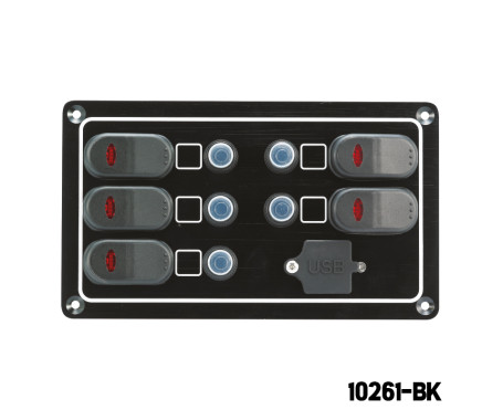AAA - 5 Gang Switch Panel - With USB Port  AAA - 5 Gang Switch Panel - With USB Port