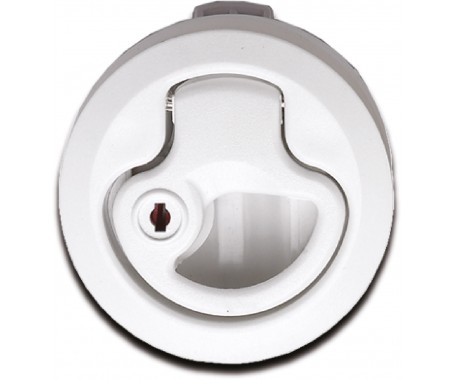 Lift Handle Flush Latch - White (With Lock & Key)