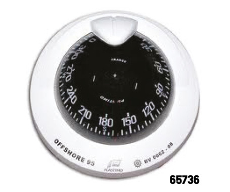 PLASTIMO - Offshore Compass 95, Flush Mount Type, Black Flat Card - White Color