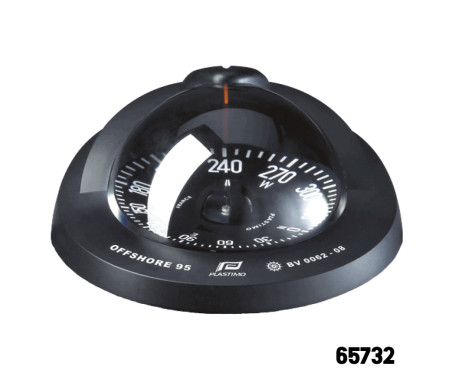 PLASTIMO - Offshore Compass 95, Flush Mount Type, Black Flat Card - Black Color