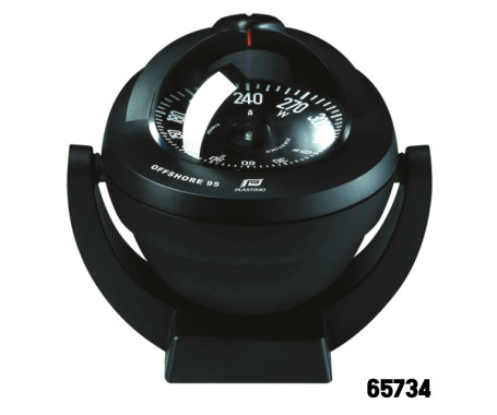 PLASTIMO - Offshore Compass 95, Bracket Mount Type, Black Flat Card - Black Color